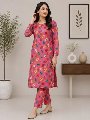 2 Pcs Women's Unstitched Printed Suit