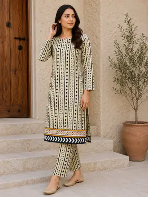 2 Pcs Women's Unstitched Printed Suit