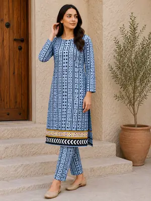 2 Pcs Women's Unstitched Printed Suit