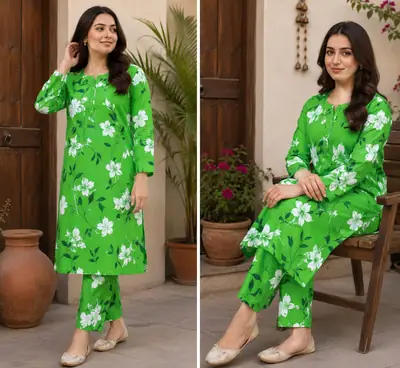2 Pcs Women's Unstitched Printed Suit