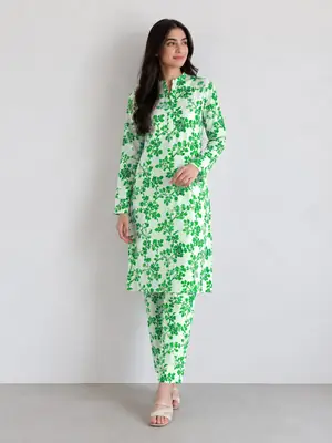 2 Pcs Women's Unstitched Printed Suit