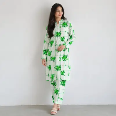 2 Pcs Women's Unstitched Printed Suit