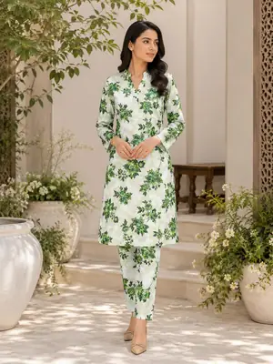 2 Pcs Women's Unstitched Printed Suit