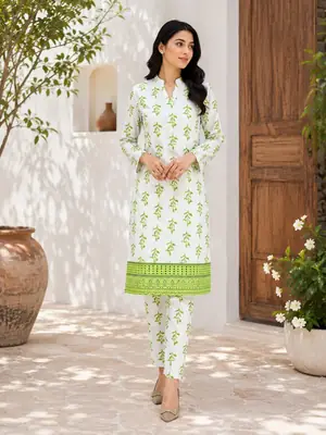 2 Pcs Women's Unstitched Printed Suit