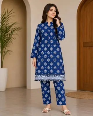 2 Pcs Women's Unstitched Printed Suit