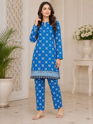 2 Pcs Women's Unstitched Printed Suit