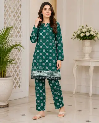 2 Pcs Women's Unstitched Printed Suit
