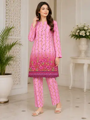 2 Pcs Women's Unstitched Printed Suit