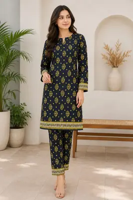 2 Pcs Women's Unstitched Printed Suit