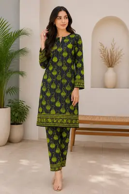 2 Pcs Women's Unstitched Printed Suit