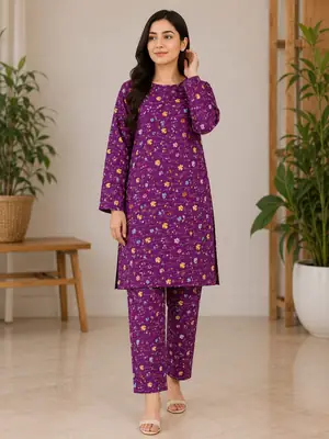 2 Pcs Women's Unstitched Printed Suit thumbnail 2