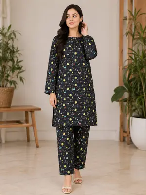 2 Pcs Women's Unstitched Printed Suit