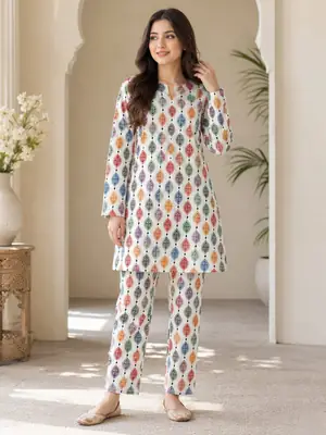 2 Pcs Women's Unstitched Printed Suit