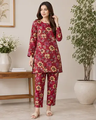 2 Pcs Women's Unstitched Printed Suit