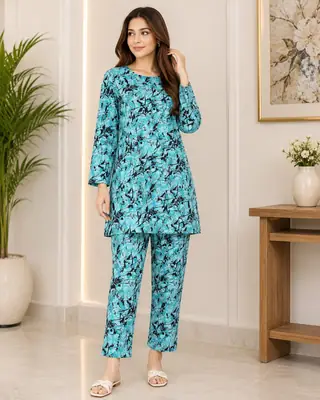 2 Pcs Women's Unstitched Printed Suit