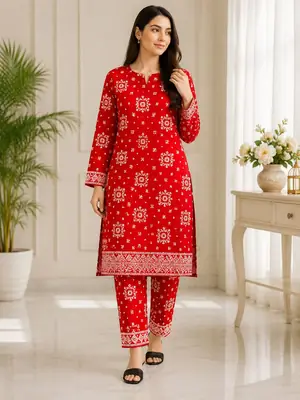 2 Pcs Women's Unstitched Printed Suit