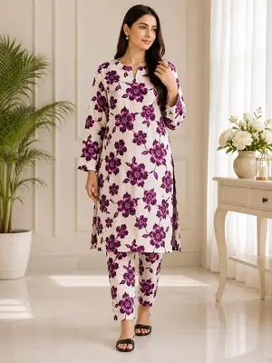 2 Pcs Women's Unstitched Printed Suit