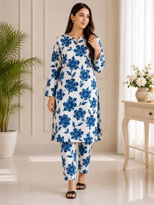 2 Pcs Women's Unstitched Printed Suit
