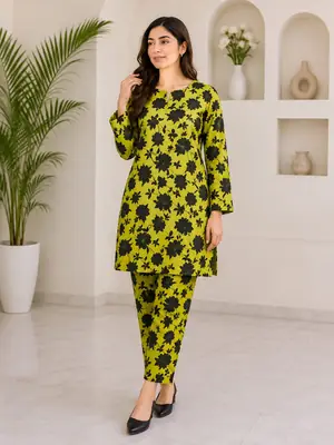 2 Pcs Women's Unstitched Printed Suit