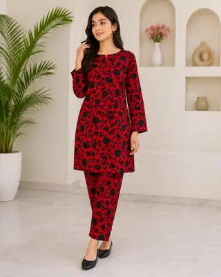 2 Pcs Women's Unstitched Printed Suit