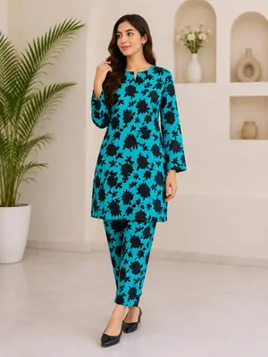 2 Pcs Women's Unstitched Printed Suit
