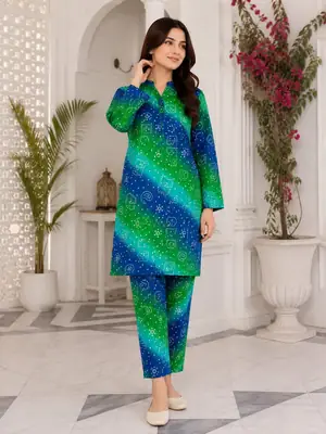 2 Pcs Women's Unstitched Printed Suit