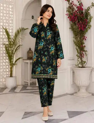 2 Pcs Women's Unstitched Printed Suit