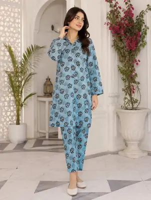 2 Pcs Women's Unstitched Printed Suit