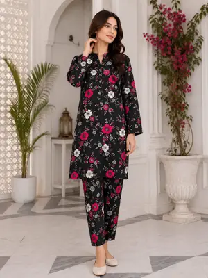 2 Pcs Women's Unstitched Printed Suit