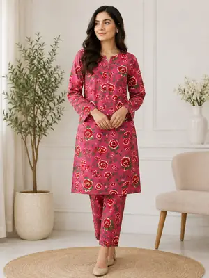 2 Pcs Women's Unstitched Printed Suit