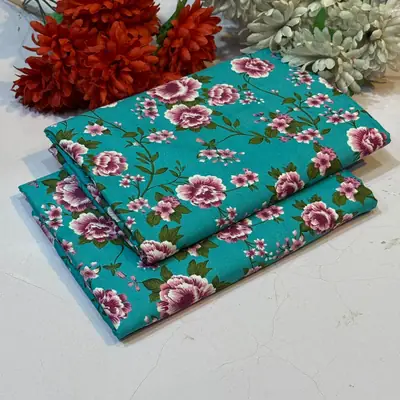 2 Pcs Women's Unstitched Printed Suit thumbnail 1