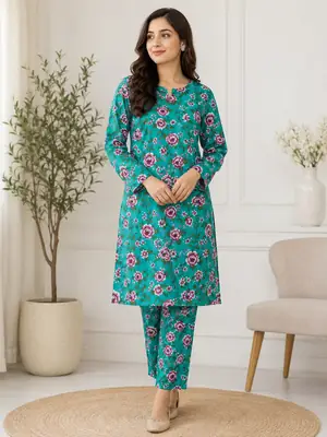 2 Pcs Women's Unstitched Printed Suit thumbnail 2