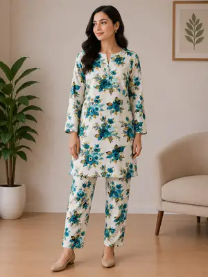 2 Pcs Women's Unstitched Printed Suit