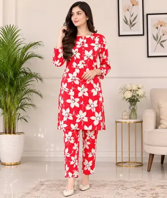 2 Pcs Women's Unstitched Printed Suit thumbnail 1