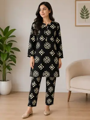 2 Pcs Women's Unstitched Printed Suit