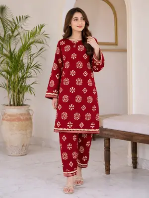 2 Pcs Women's Unstitched Printed Suit