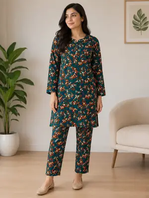 2 Pcs Women's Unstitched Printed Suit