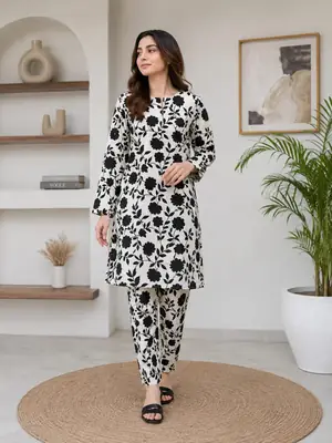 2 Pcs Women's Unstitched Printed Suit thumbnail 1