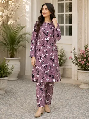 2 Pcs Women's Unstitched Printed Suit