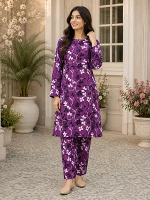 2 Pcs Women's Unstitched Printed Suit