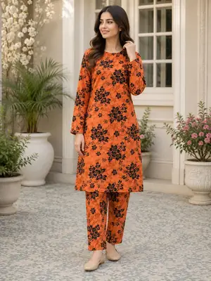 2 Pcs Women's Unstitched Printed Suit