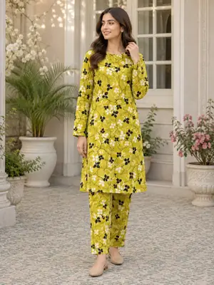2 Pcs Women's Unstitched Printed Suit