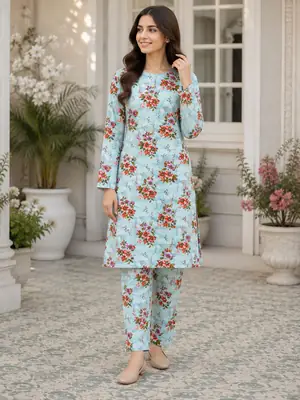 2 Pcs Women's Unstitched Printed Suit