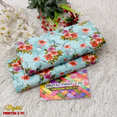 2 Pcs Women's Unstitched Printed Suit thumbnail 2
