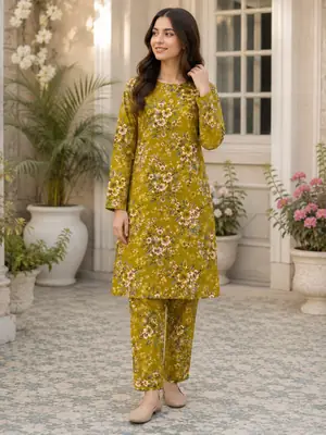 2 Pcs Women's Unstitched Printed Suit