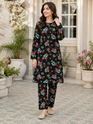 2 Pcs Women's Unstitched Printed Suit