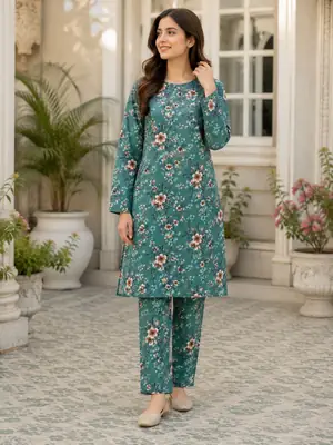 2 Pcs Women's Unstitched Printed Suit