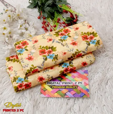 2 Pcs Women's Unstitched Printed Suit thumbnail 2