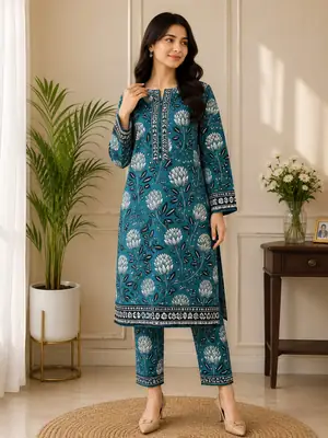 2 Pcs Women's Unstitched Printed Suit