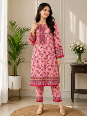 2 Pcs Women's Unstitched Printed Suit